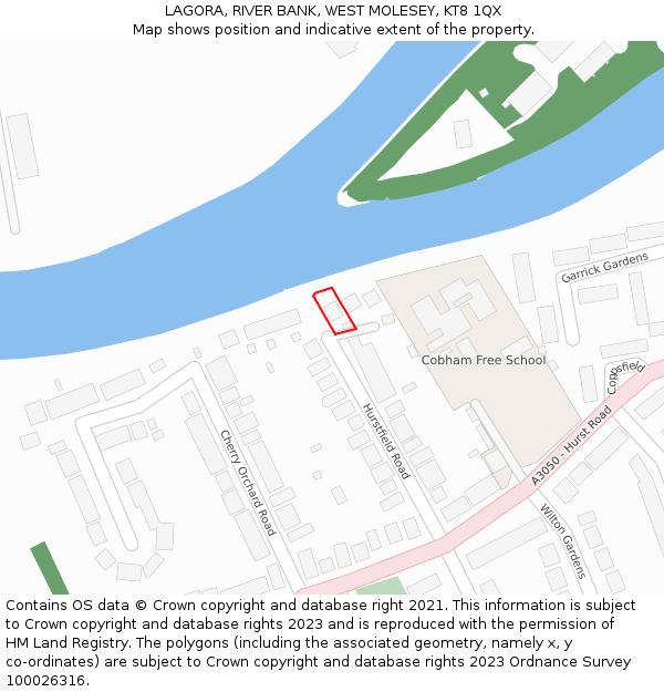 LAGORA, RIVER BANK, WEST MOLESEY, KT8 1QX: Location map and indicative extent of plot