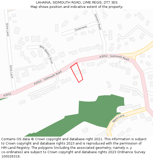 LAHAINA, SIDMOUTH ROAD, LYME REGIS, DT7 3ES: Location map and indicative extent of plot