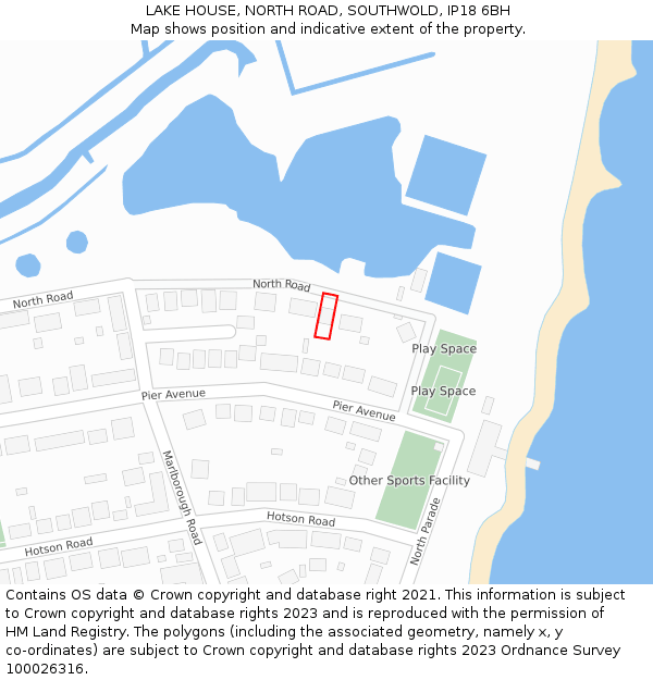 LAKE HOUSE, NORTH ROAD, SOUTHWOLD, IP18 6BH: Location map and indicative extent of plot