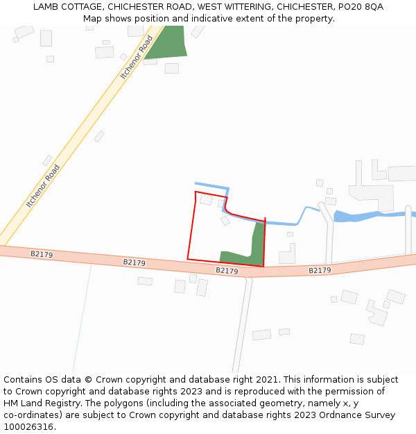 LAMB COTTAGE, CHICHESTER ROAD, WEST WITTERING, CHICHESTER, PO20 8QA: Location map and indicative extent of plot