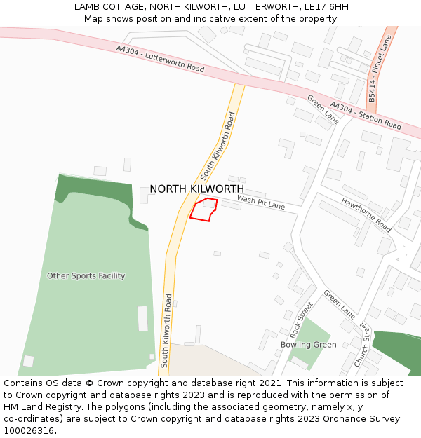 LAMB COTTAGE, NORTH KILWORTH, LUTTERWORTH, LE17 6HH: Location map and indicative extent of plot