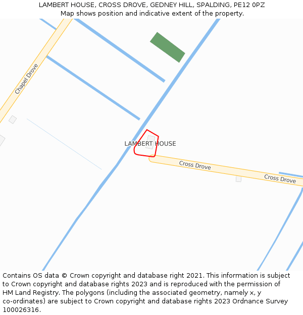 LAMBERT HOUSE, CROSS DROVE, GEDNEY HILL, SPALDING, PE12 0PZ: Location map and indicative extent of plot