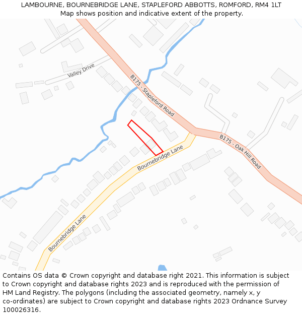 LAMBOURNE, BOURNEBRIDGE LANE, STAPLEFORD ABBOTTS, ROMFORD, RM4 1LT: Location map and indicative extent of plot