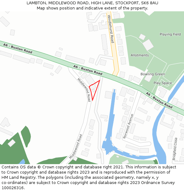 LAMBTON, MIDDLEWOOD ROAD, HIGH LANE, STOCKPORT, SK6 8AU: Location map and indicative extent of plot