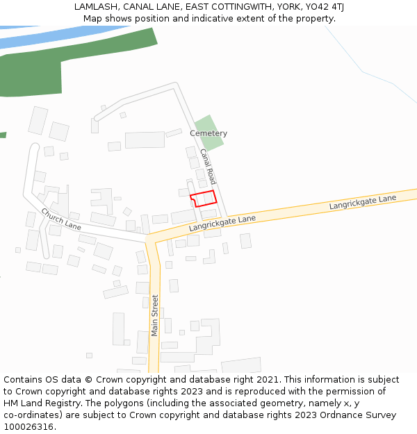 LAMLASH, CANAL LANE, EAST COTTINGWITH, YORK, YO42 4TJ: Location map and indicative extent of plot