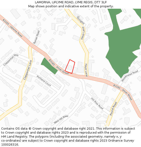 LAMORNA, UPLYME ROAD, LYME REGIS, DT7 3LP: Location map and indicative extent of plot