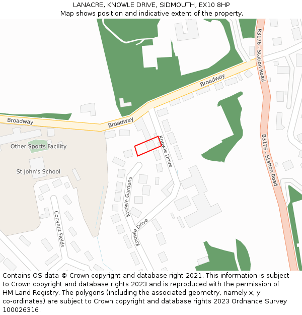 LANACRE, KNOWLE DRIVE, SIDMOUTH, EX10 8HP: Location map and indicative extent of plot
