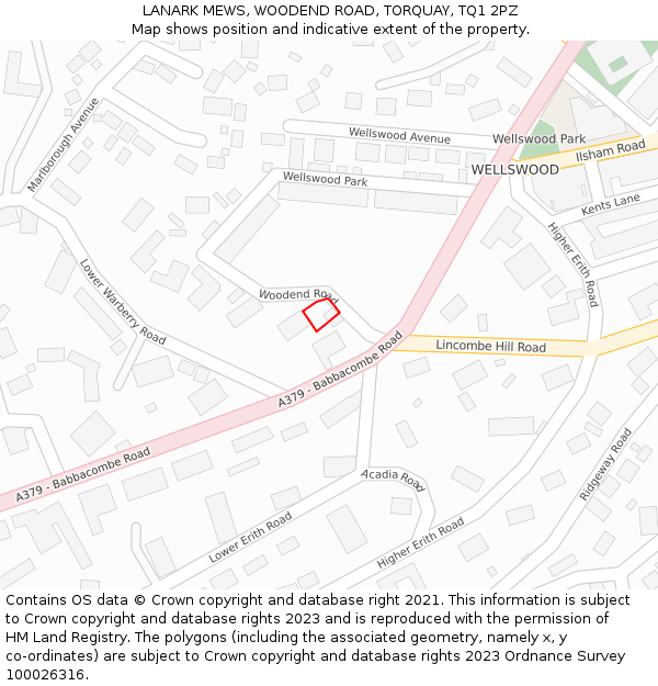 LANARK MEWS, WOODEND ROAD, TORQUAY, TQ1 2PZ: Location map and indicative extent of plot