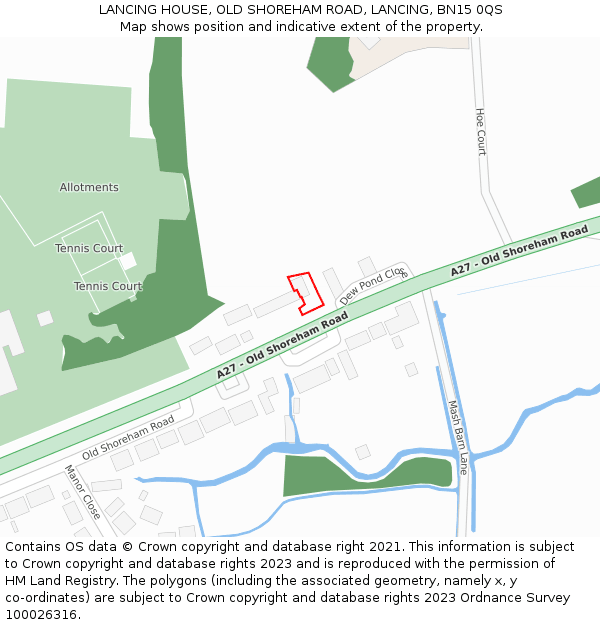 LANCING HOUSE, OLD SHOREHAM ROAD, LANCING, BN15 0QS: Location map and indicative extent of plot