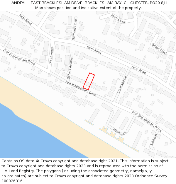 LANDFALL, EAST BRACKLESHAM DRIVE, BRACKLESHAM BAY, CHICHESTER, PO20 8JH: Location map and indicative extent of plot