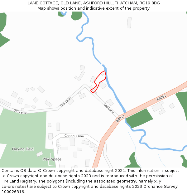 LANE COTTAGE, OLD LANE, ASHFORD HILL, THATCHAM, RG19 8BG: Location map and indicative extent of plot