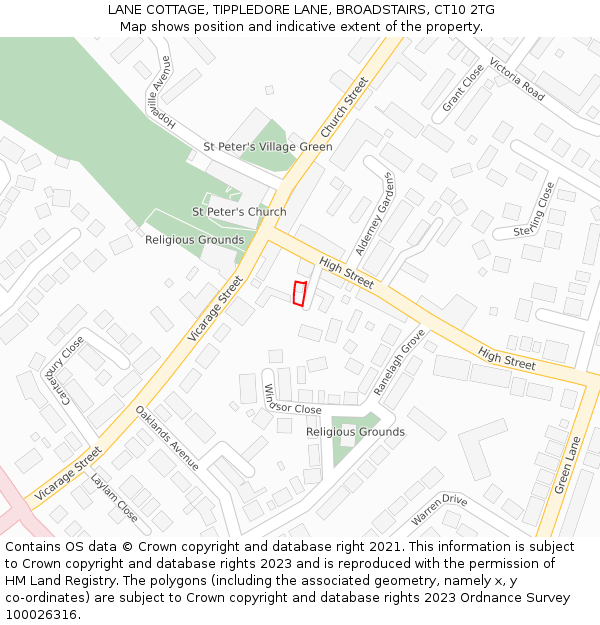 LANE COTTAGE, TIPPLEDORE LANE, BROADSTAIRS, CT10 2TG: Location map and indicative extent of plot