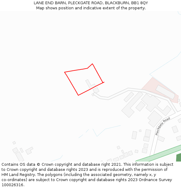 LANE END BARN, PLECKGATE ROAD, BLACKBURN, BB1 8QY: Location map and indicative extent of plot