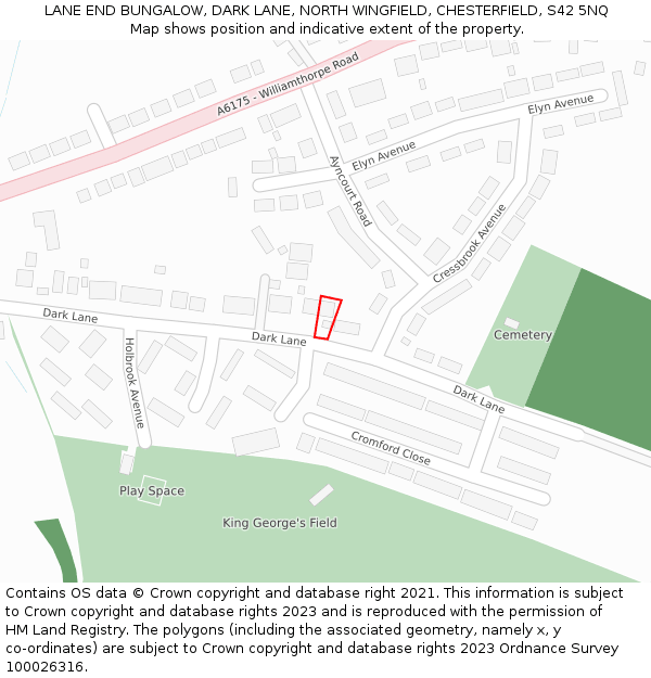 LANE END BUNGALOW, DARK LANE, NORTH WINGFIELD, CHESTERFIELD, S42 5NQ: Location map and indicative extent of plot