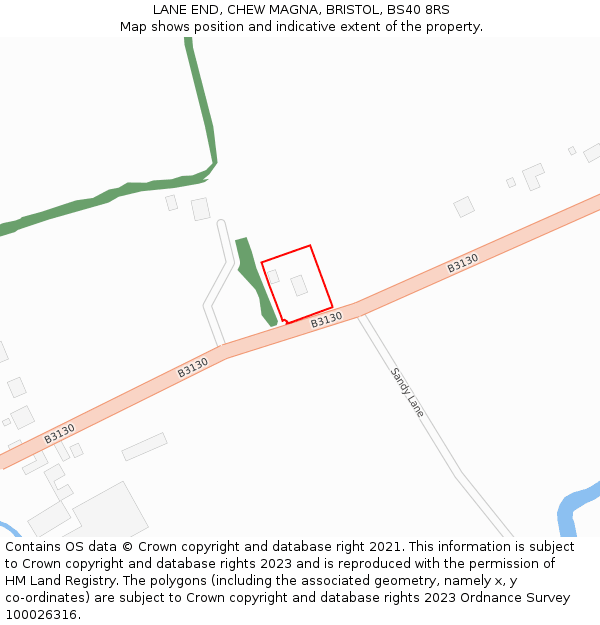 LANE END, CHEW MAGNA, BRISTOL, BS40 8RS: Location map and indicative extent of plot