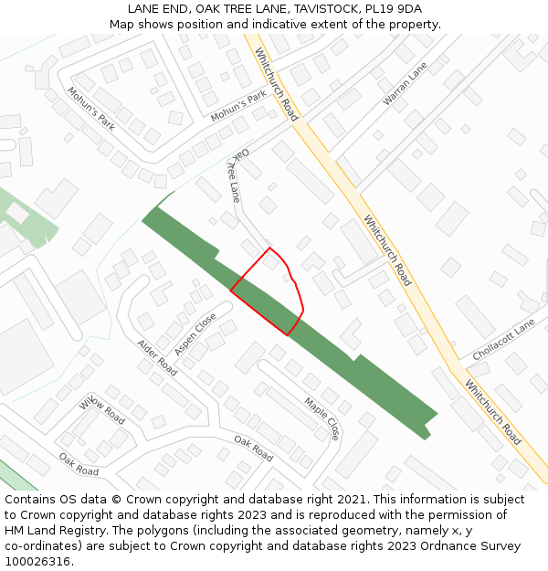 LANE END, OAK TREE LANE, TAVISTOCK, PL19 9DA: Location map and indicative extent of plot