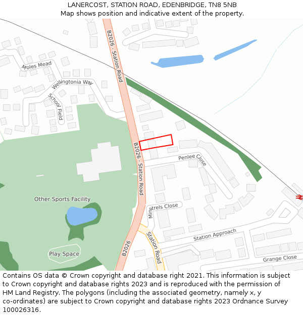 LANERCOST, STATION ROAD, EDENBRIDGE, TN8 5NB: Location map and indicative extent of plot