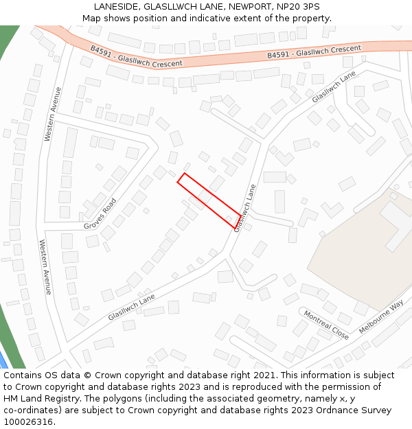 LANESIDE, GLASLLWCH LANE, NEWPORT, NP20 3PS: Location map and indicative extent of plot