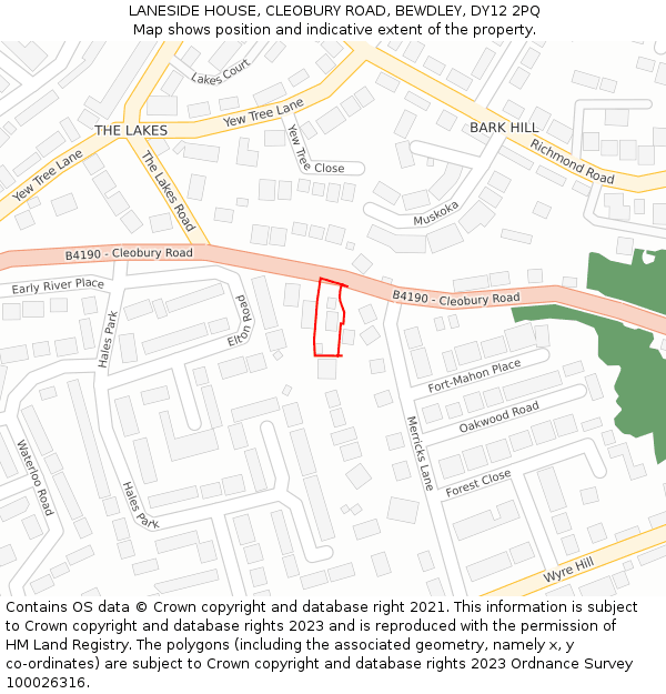 LANESIDE HOUSE, CLEOBURY ROAD, BEWDLEY, DY12 2PQ: Location map and indicative extent of plot