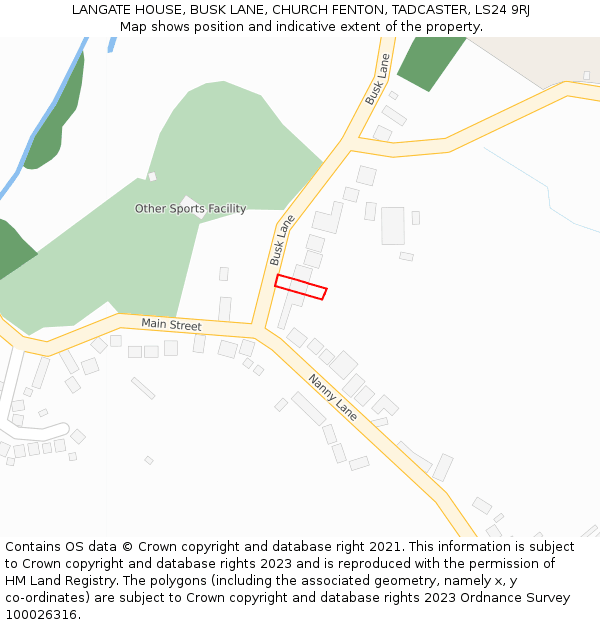 LANGATE HOUSE, BUSK LANE, CHURCH FENTON, TADCASTER, LS24 9RJ: Location map and indicative extent of plot