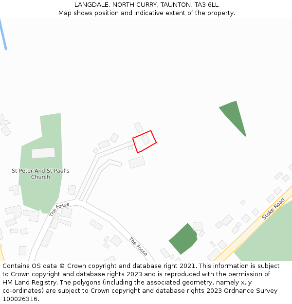 LANGDALE, NORTH CURRY, TAUNTON, TA3 6LL: Location map and indicative extent of plot