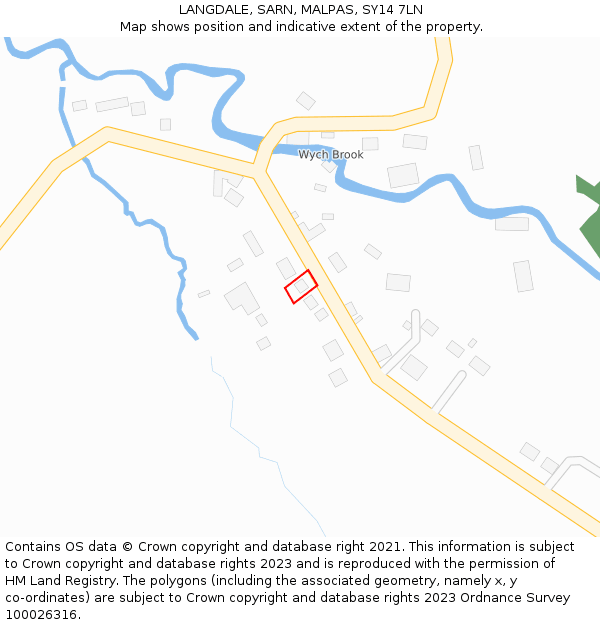 LANGDALE, SARN, MALPAS, SY14 7LN: Location map and indicative extent of plot