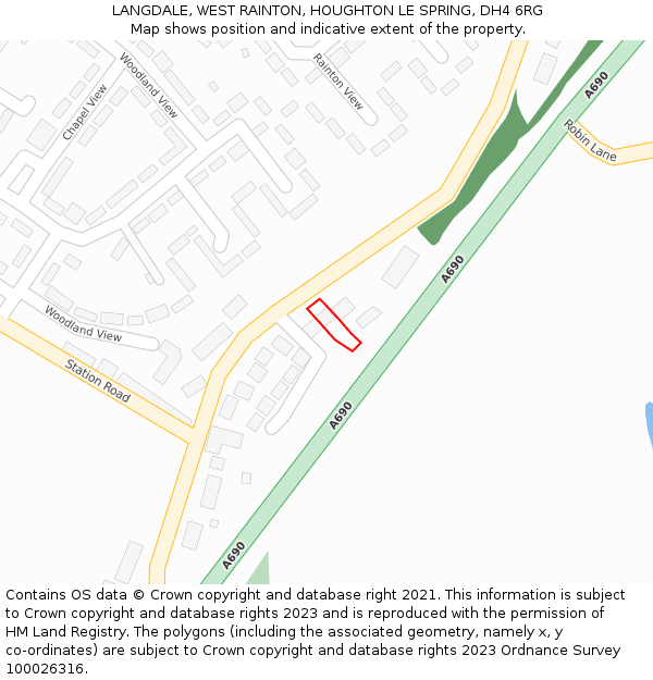 LANGDALE, WEST RAINTON, HOUGHTON LE SPRING, DH4 6RG: Location map and indicative extent of plot