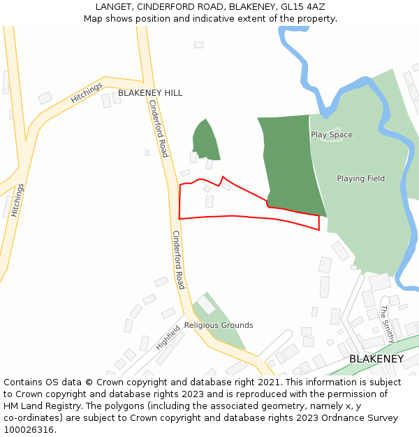 LANGET, CINDERFORD ROAD, BLAKENEY, GL15 4AZ: Location map and indicative extent of plot
