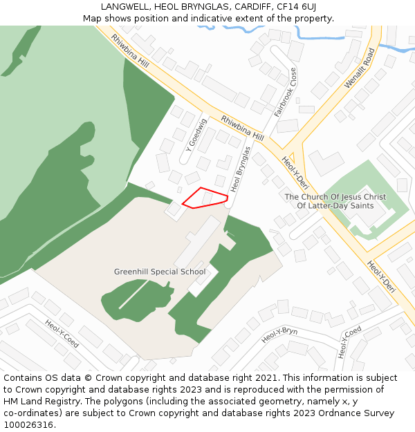 LANGWELL, HEOL BRYNGLAS, CARDIFF, CF14 6UJ: Location map and indicative extent of plot