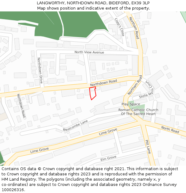 LANGWORTHY, NORTHDOWN ROAD, BIDEFORD, EX39 3LP: Location map and indicative extent of plot