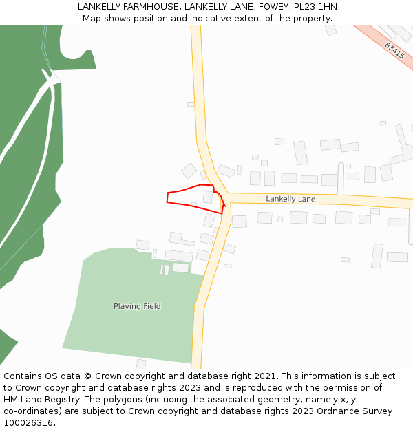 LANKELLY FARMHOUSE, LANKELLY LANE, FOWEY, PL23 1HN: Location map and indicative extent of plot