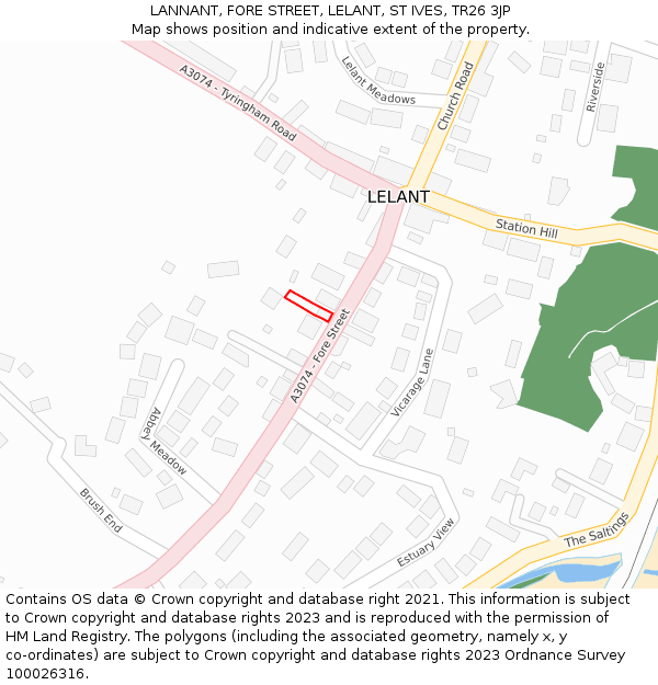 LANNANT, FORE STREET, LELANT, ST IVES, TR26 3JP: Location map and indicative extent of plot