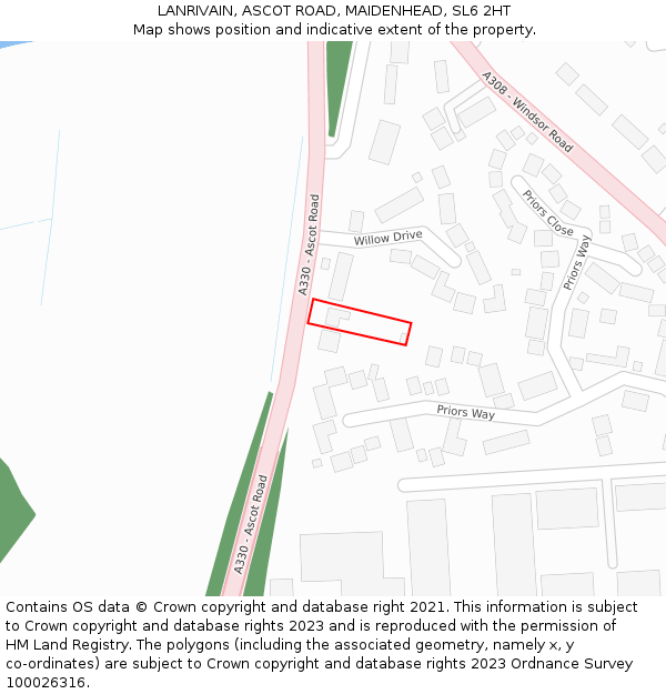 LANRIVAIN, ASCOT ROAD, MAIDENHEAD, SL6 2HT: Location map and indicative extent of plot