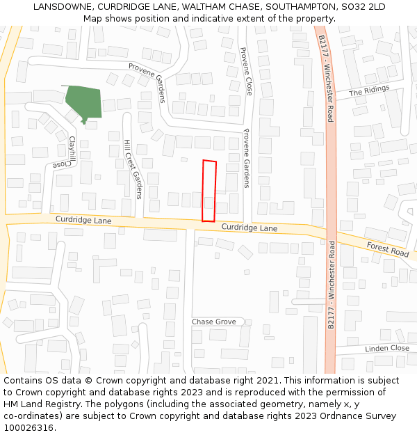 LANSDOWNE, CURDRIDGE LANE, WALTHAM CHASE, SOUTHAMPTON, SO32 2LD: Location map and indicative extent of plot