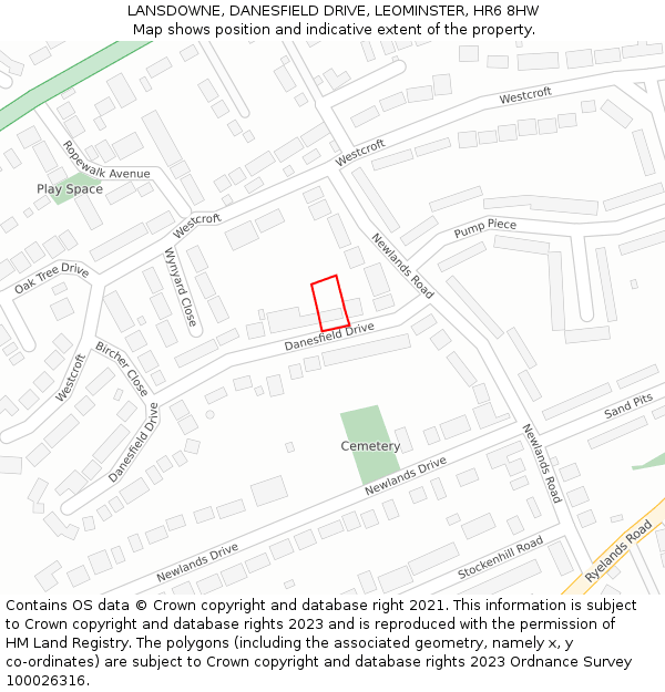 LANSDOWNE, DANESFIELD DRIVE, LEOMINSTER, HR6 8HW: Location map and indicative extent of plot