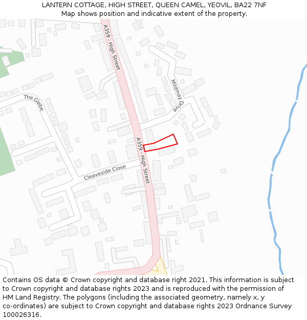 LANTERN COTTAGE, HIGH STREET, QUEEN CAMEL, YEOVIL, BA22 7NF: Location map and indicative extent of plot