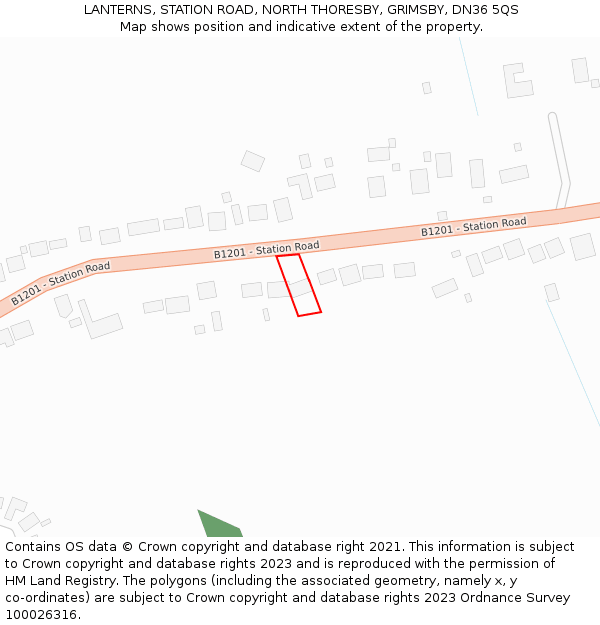 LANTERNS, STATION ROAD, NORTH THORESBY, GRIMSBY, DN36 5QS: Location map and indicative extent of plot