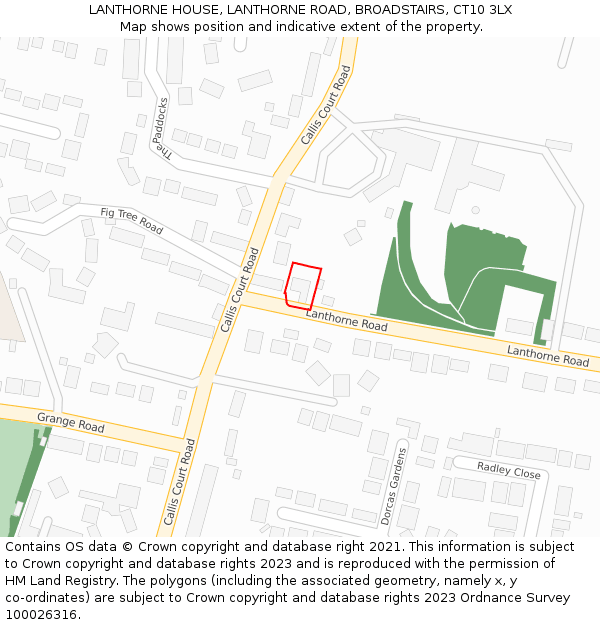 LANTHORNE HOUSE, LANTHORNE ROAD, BROADSTAIRS, CT10 3LX: Location map and indicative extent of plot