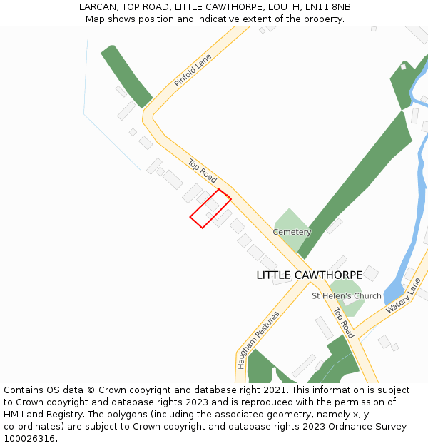 LARCAN, TOP ROAD, LITTLE CAWTHORPE, LOUTH, LN11 8NB: Location map and indicative extent of plot