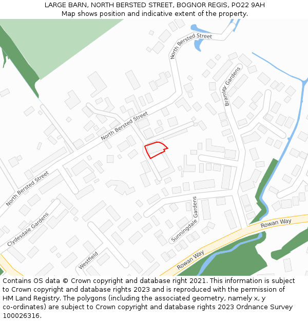 LARGE BARN, NORTH BERSTED STREET, BOGNOR REGIS, PO22 9AH: Location map and indicative extent of plot