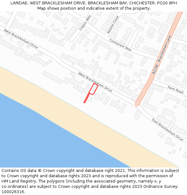 LARIDAE, WEST BRACKLESHAM DRIVE, BRACKLESHAM BAY, CHICHESTER, PO20 8PH: Location map and indicative extent of plot