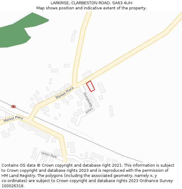 LARKRISE, CLARBESTON ROAD, SA63 4UH: Location map and indicative extent of plot