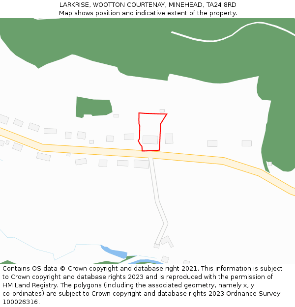 LARKRISE, WOOTTON COURTENAY, MINEHEAD, TA24 8RD: Location map and indicative extent of plot