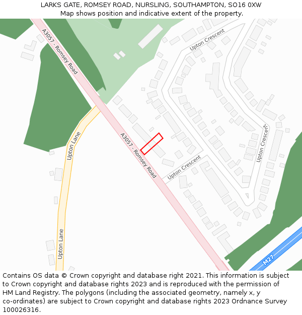 LARKS GATE, ROMSEY ROAD, NURSLING, SOUTHAMPTON, SO16 0XW: Location map and indicative extent of plot