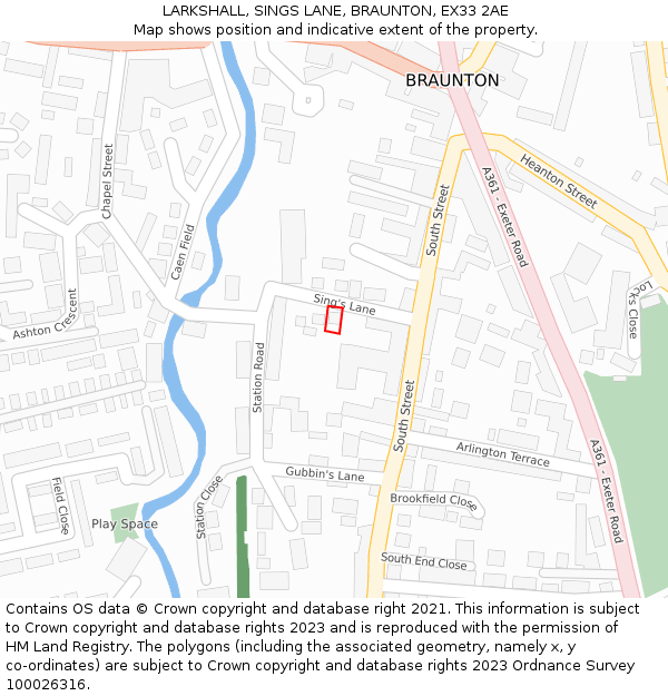 LARKSHALL, SINGS LANE, BRAUNTON, EX33 2AE: Location map and indicative extent of plot