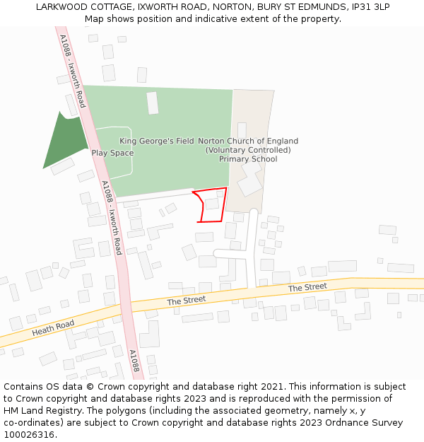 LARKWOOD COTTAGE, IXWORTH ROAD, NORTON, BURY ST EDMUNDS, IP31 3LP: Location map and indicative extent of plot