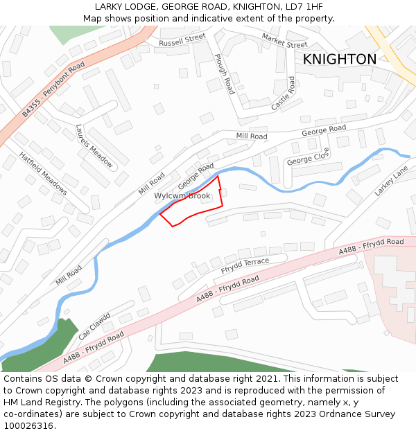 LARKY LODGE, GEORGE ROAD, KNIGHTON, LD7 1HF: Location map and indicative extent of plot