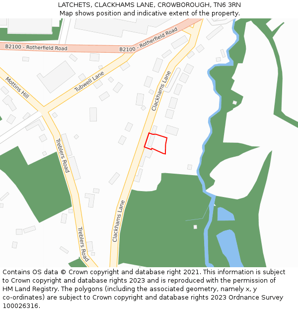 LATCHETS, CLACKHAMS LANE, CROWBOROUGH, TN6 3RN: Location map and indicative extent of plot