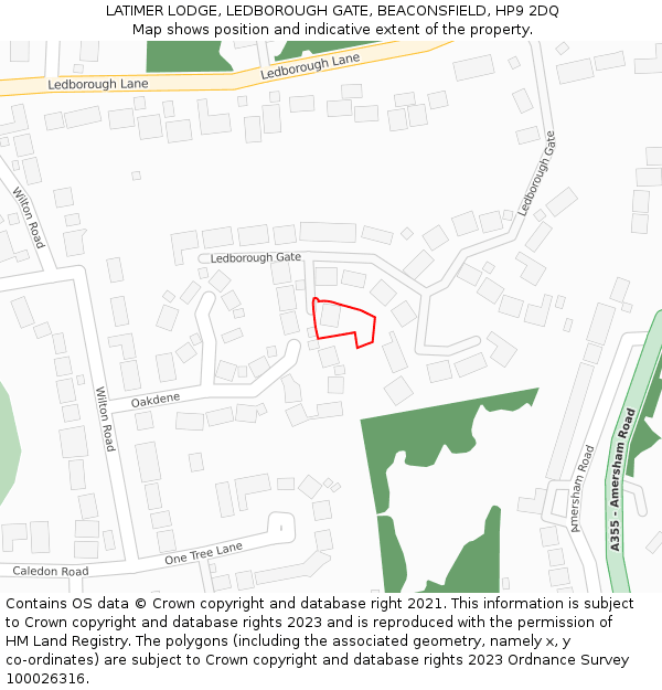 LATIMER LODGE, LEDBOROUGH GATE, BEACONSFIELD, HP9 2DQ: Location map and indicative extent of plot