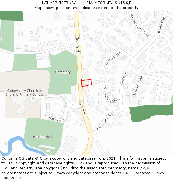 LATIMER, TETBURY HILL, MALMESBURY, SN16 9JR: Location map and indicative extent of plot